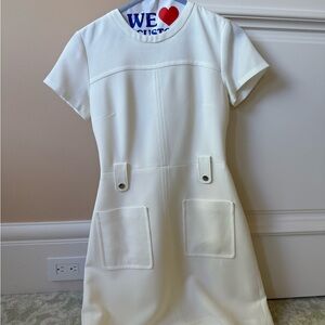 Club Monaco White Sheath Mini Dress Short Sleeve